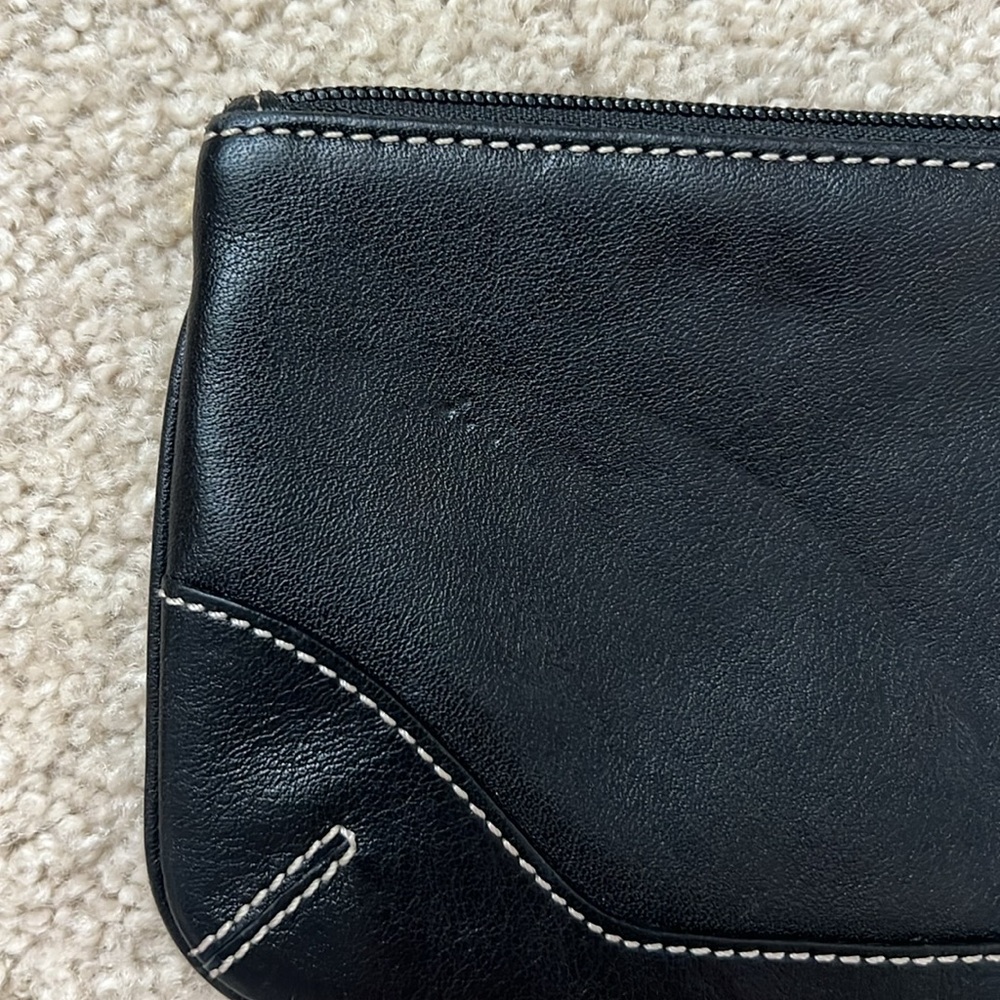Coach Black Leather Wristlet with Contrast Stitching - Picture 6 of 10